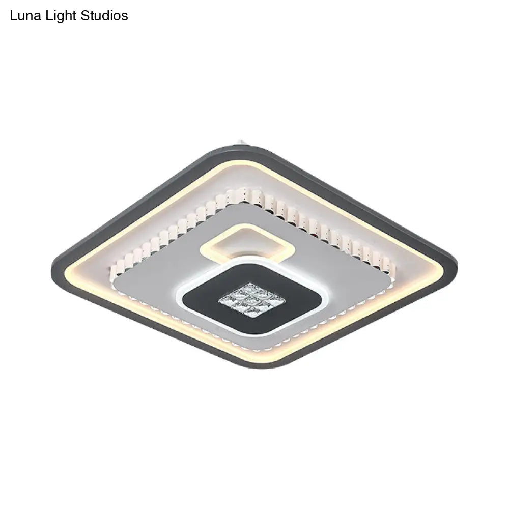 Contemporary Crystal Black & White Flush Mount Led Ceiling Light