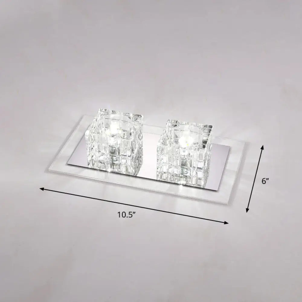 Contemporary Crystal Block Led Flush Mount Ceiling Light With Clear Corridor Illumination 2 / White