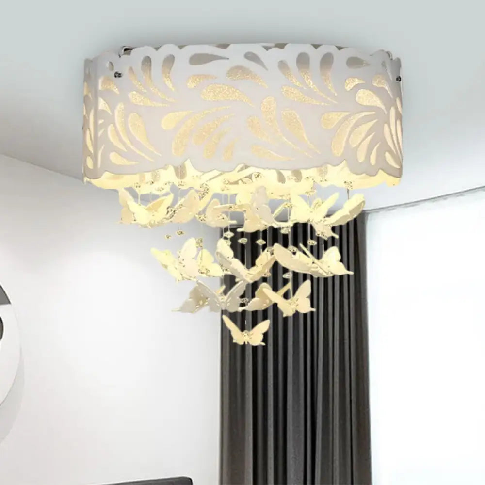 Contemporary Crystal Drop Led Flush Light - White 8/12 Heads 18’/23.5’/12.5’ Wide / 18’