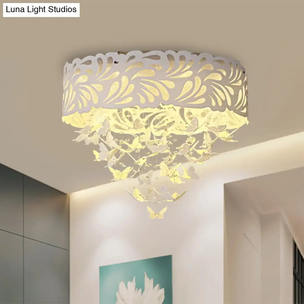 Contemporary Crystal Drop Led Flush Light - White 8/12 Heads 18’/23.5’/12.5’ Wide