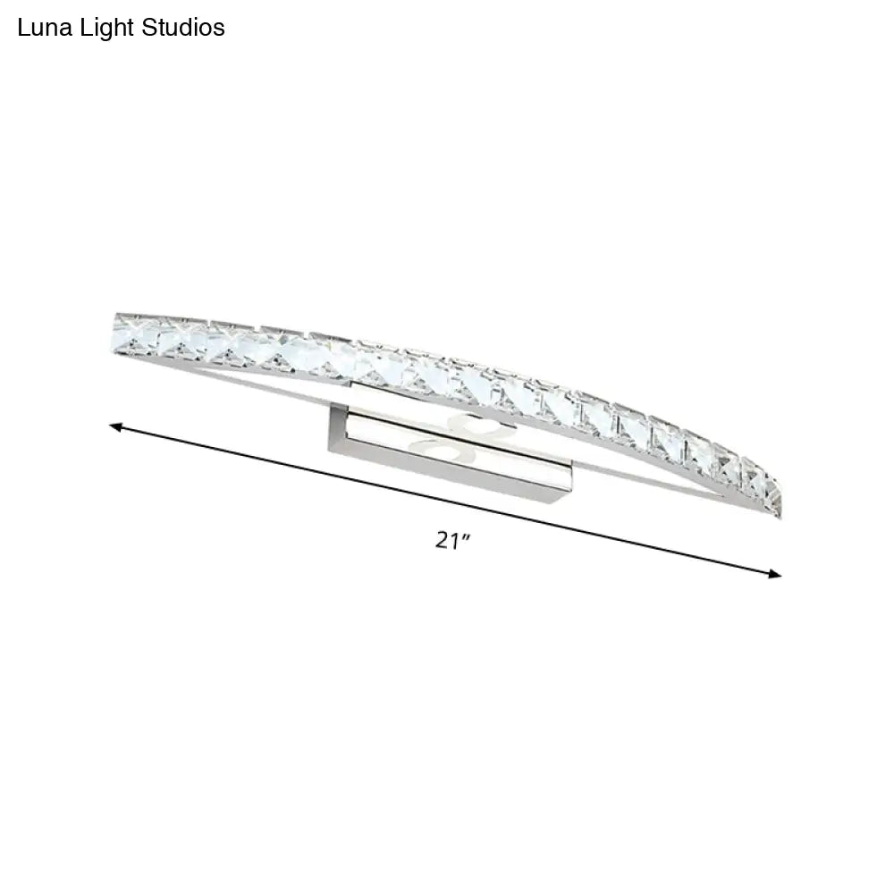 Contemporary Crystal Silver Wall Sconce Light - Bow Shaped Vanity Lighting For Bathroom Warm/White