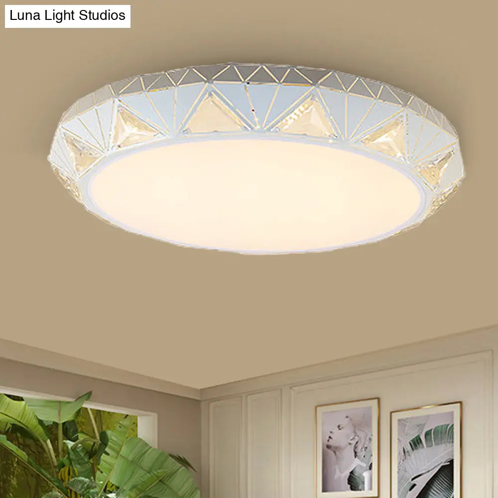 Contemporary Crystal White Led Ceiling Light - Modern Tapered Shape Remote Control & Stepless