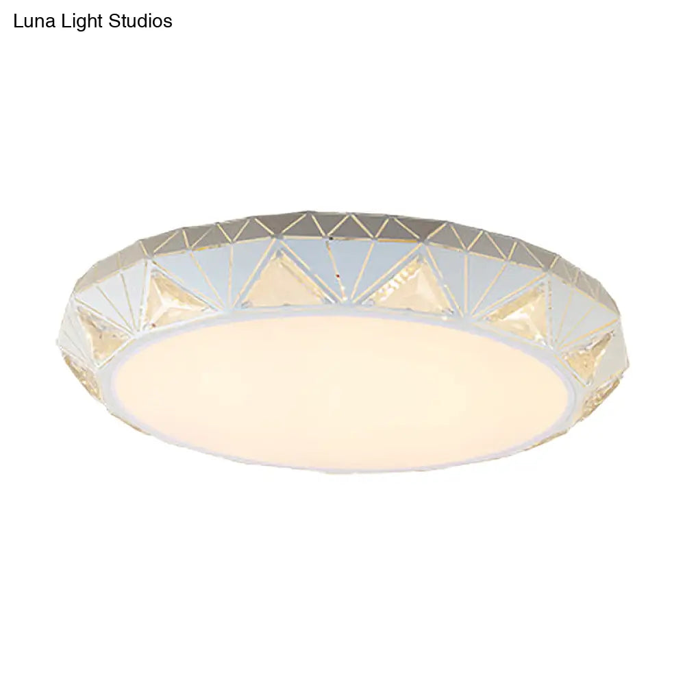 Contemporary Crystal White Led Ceiling Light - Modern Tapered Shape Remote Control & Stepless
