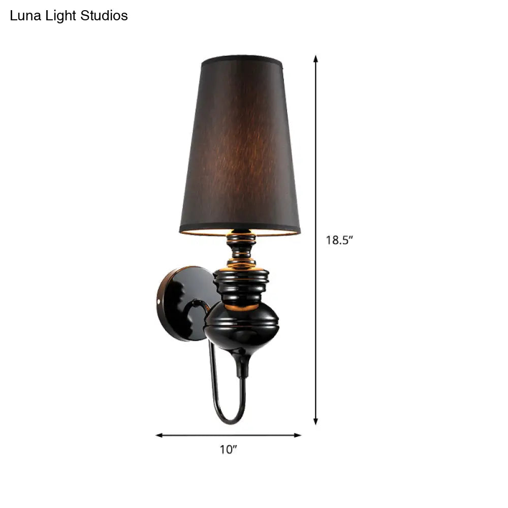 Contemporary Fabric Barrel Wall Mount Light - Bedroom Sconce (Black/Silver/White)