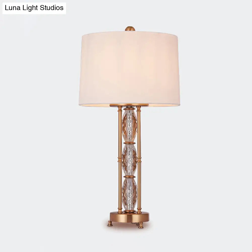 Contemporary Faceted Crystal Desk Lamp: Oblong Shape 1 Head Gold Finish