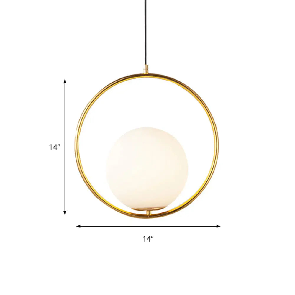 Modern Spherical Pendant Light With Frosted Glass Shade - 1 White