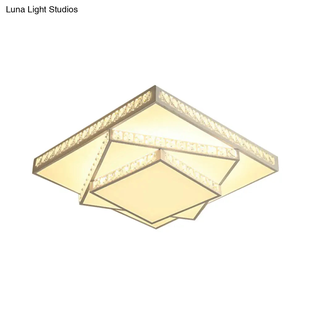 Contemporary Geometric Crystal Ceiling Light With Remote Control Dimming - Led Flush Mount Multiple