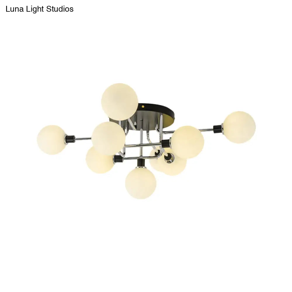 Contemporary Glass Globe Shade Ceiling Light - Semi Flush Mount For Villa Dining Room