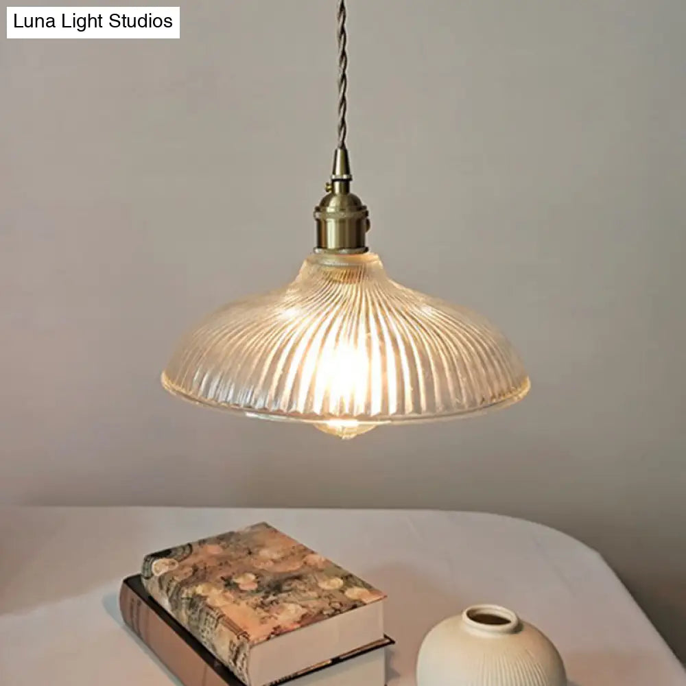 Contemporary Glass Pendant Lighting Fixture - Gold Hanging Lamp For Bedroom