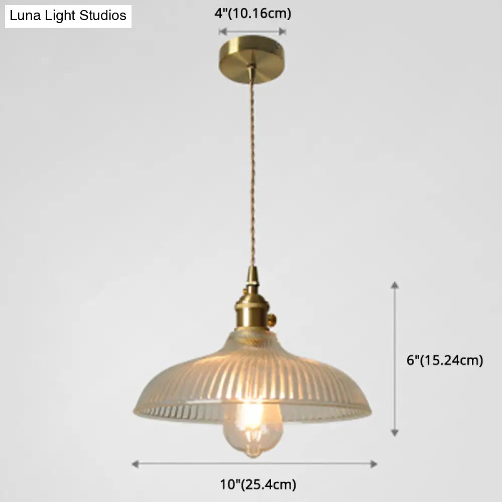 Contemporary Glass Pendant Lighting Fixture - Gold Hanging Lamp For Bedroom
