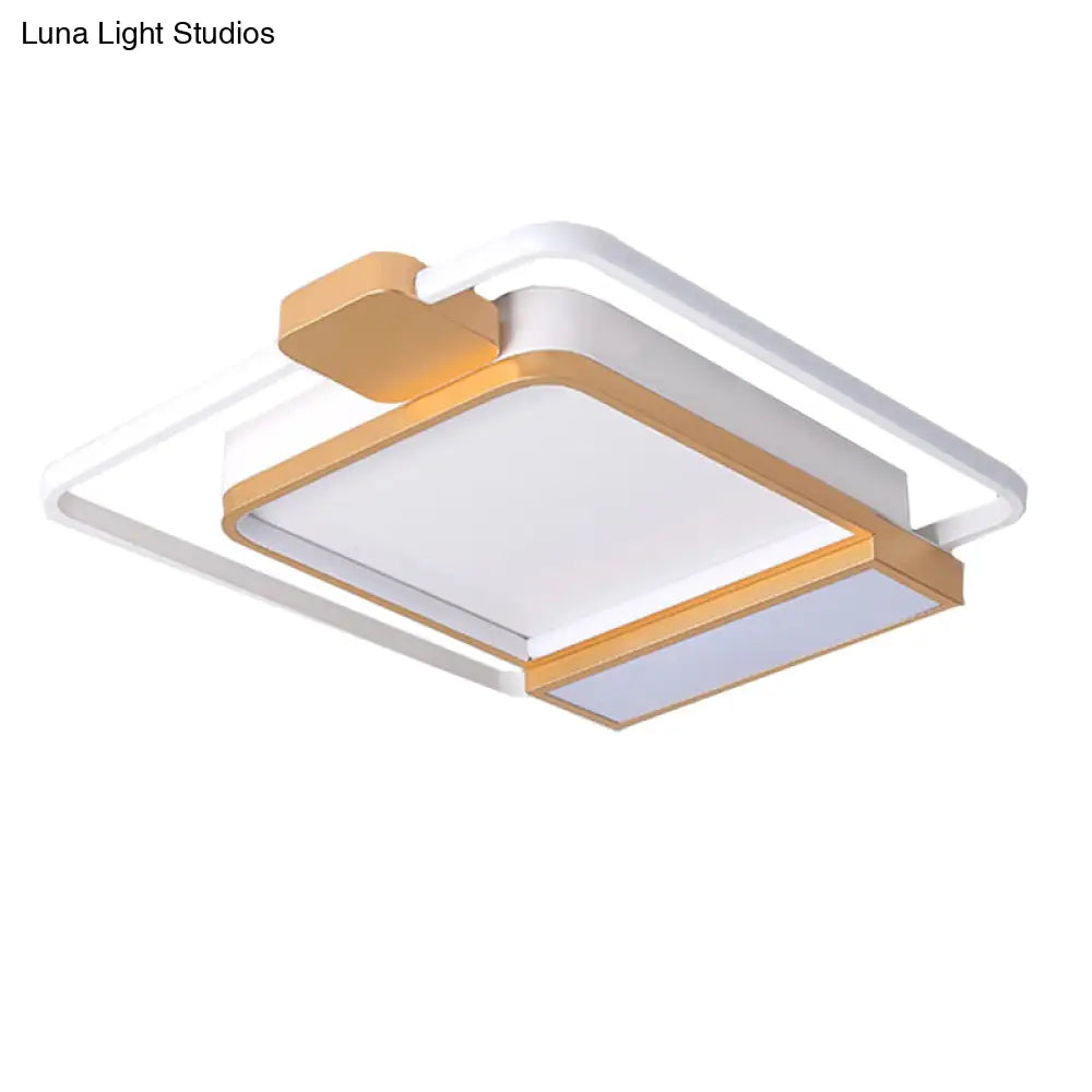 Contemporary Gold/Black Acrylic Ceiling Light With Led Flush Mount For Bedroom 16-19.5’ Width -