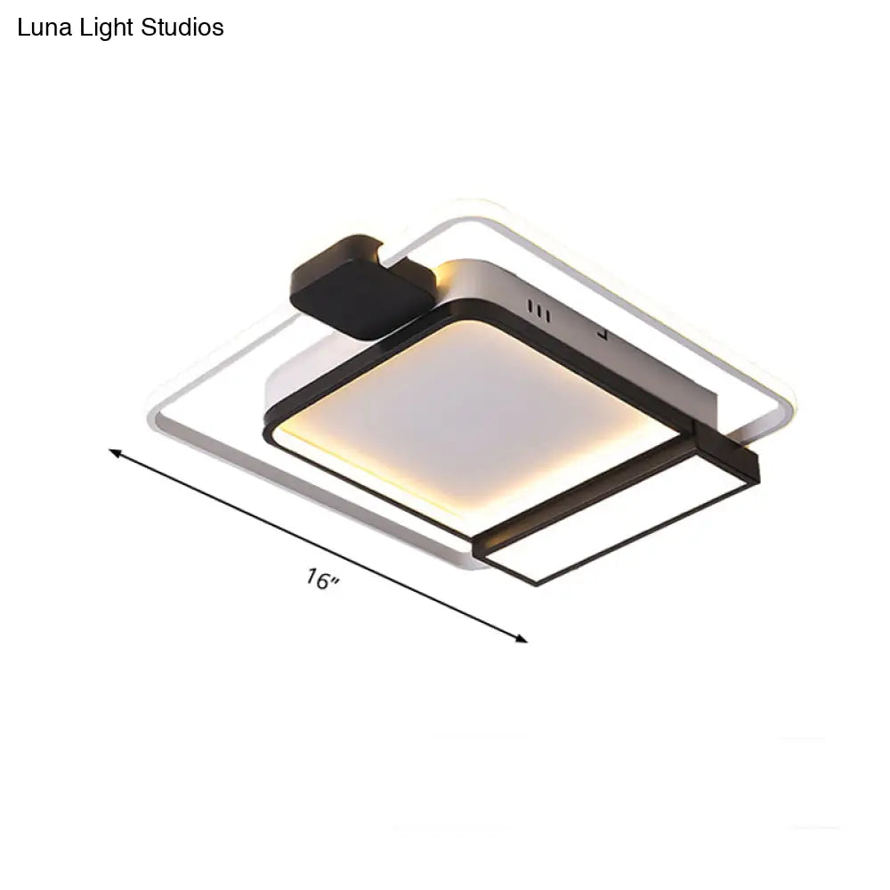 Contemporary Gold/Black Acrylic Ceiling Light With Led Flush Mount For Bedroom 16-19.5’ Width -