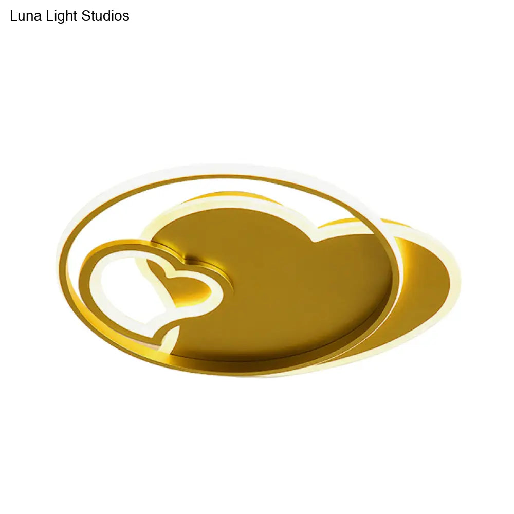 Contemporary Gold Led Ceiling Lamp With Star/Loving Heart Acrylic Shade - Flush Mount Fixture For