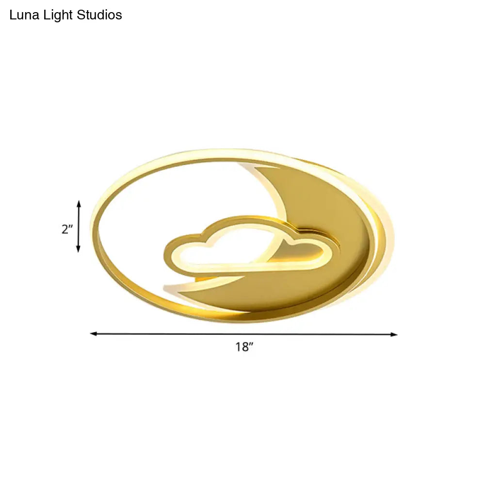 Contemporary Gold Led Ceiling Lamp With Star/Loving Heart Acrylic Shade - Flush Mount Fixture For