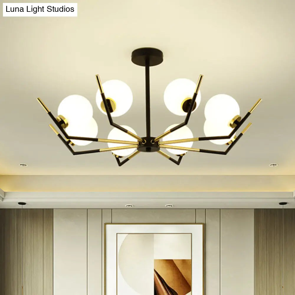 Contemporary Iron Claw Chandelier With White Glass Shade - 6/8/10 Lights Pendant