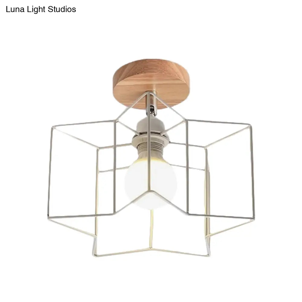 Contemporary Iron Wire Flush Mount Porch Light With Rotatable Head