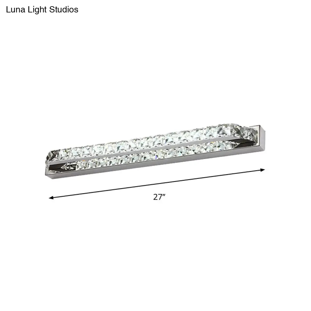Contemporary Led Bathroom Vanity Wall Light With Clear/Champagne Crystal - 16/22 Width Warm/White