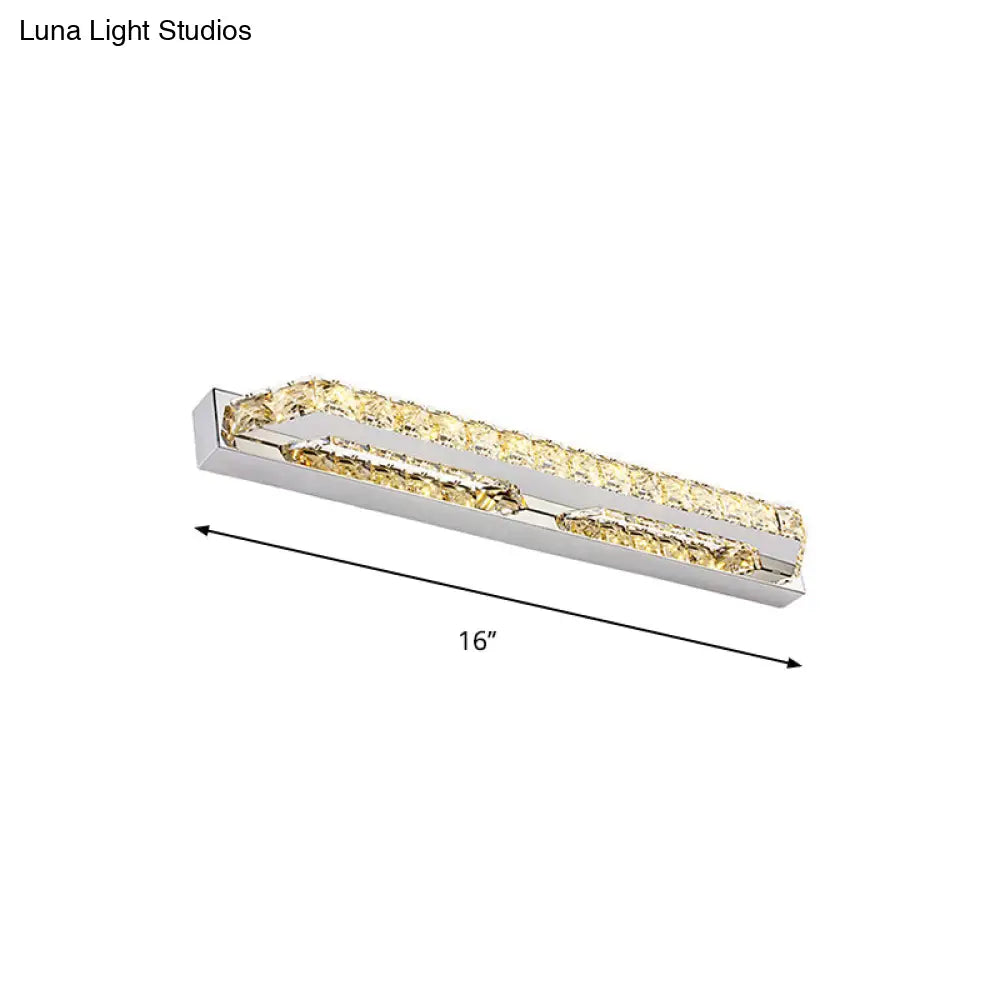 Contemporary Led Bathroom Vanity Wall Light With Clear/Champagne Crystal - 16/22 Width Warm/White