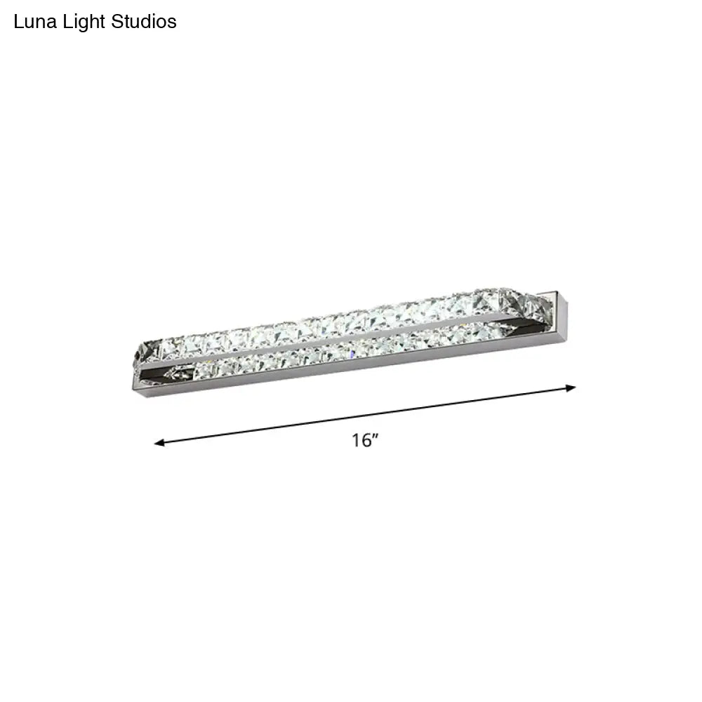 Contemporary Led Bathroom Vanity Wall Light With Clear/Champagne Crystal - 16/22 Width Warm/White