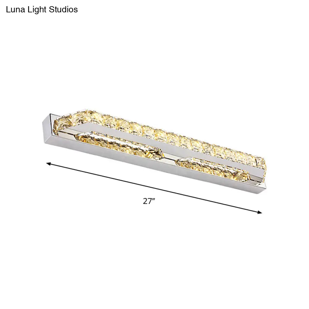 Contemporary Led Bathroom Vanity Wall Light With Clear/Champagne Crystal - 16/22 Width Warm/White