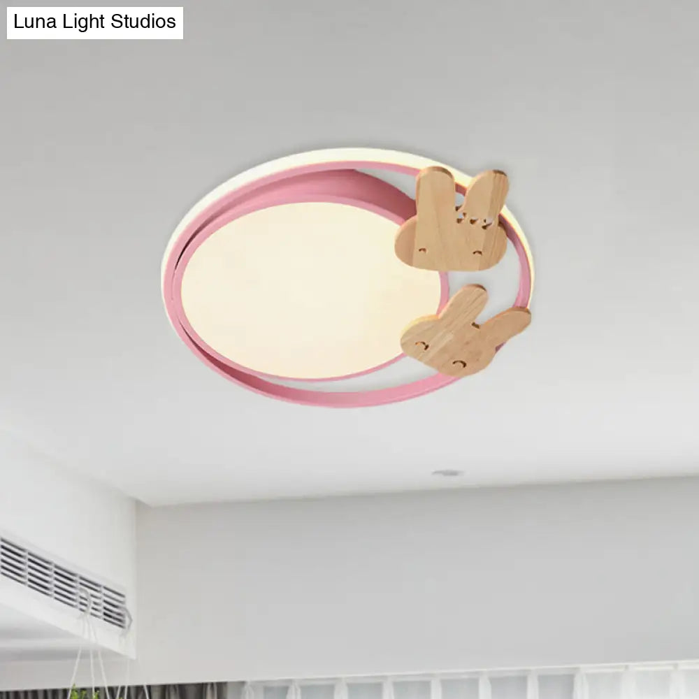 Contemporary Led Bedroom Flush Light With Acrylic Shade & Rainbow Bridge/Windmill/Carrot Décor