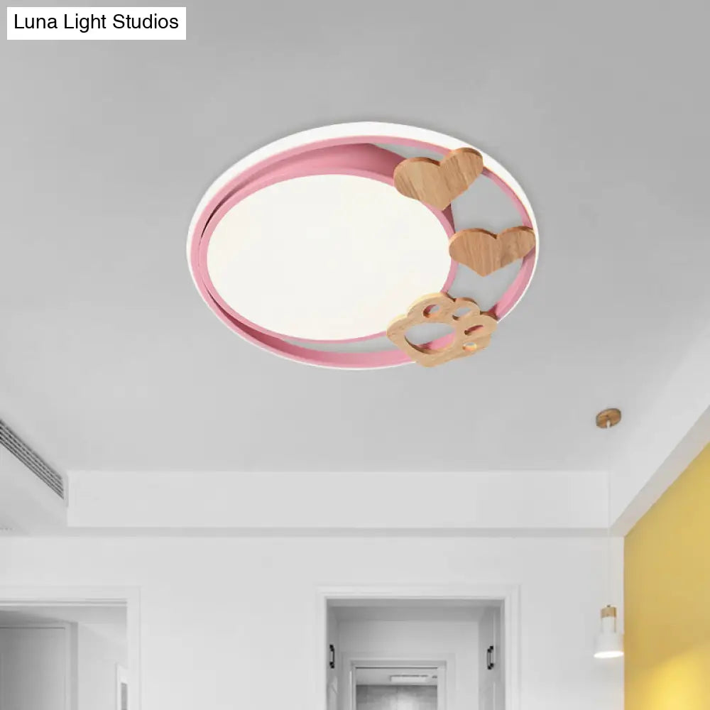 Contemporary Led Bedroom Flush Light With Acrylic Shade & Rainbow Bridge/Windmill/Carrot Décor