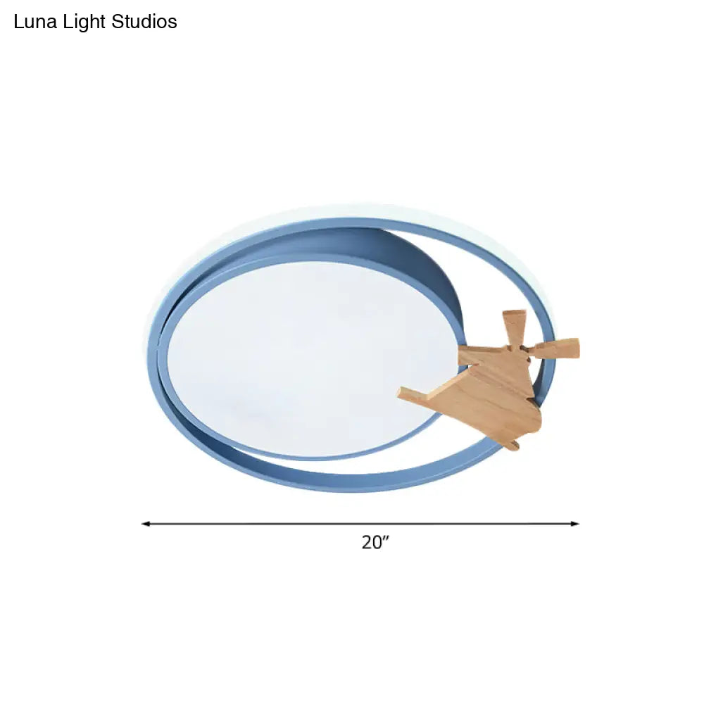 Contemporary Led Bedroom Flush Light With Acrylic Shade & Rainbow Bridge/Windmill/Carrot Décor