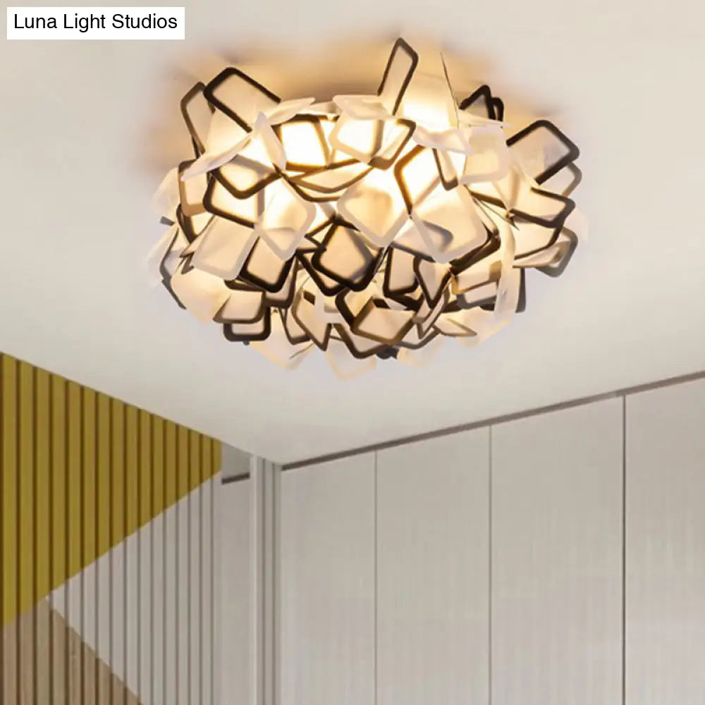 Contemporary Led Blossoming Flower Acrylic Flush Mount Ceiling Light Fixture In White/Black/Blue