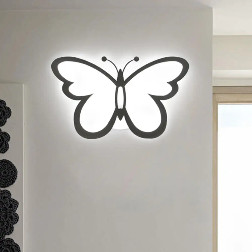 Contemporary Led Butterfly Wall Mounted Night Lamp - Modern 1/3 Lights Sconce White Acrylic