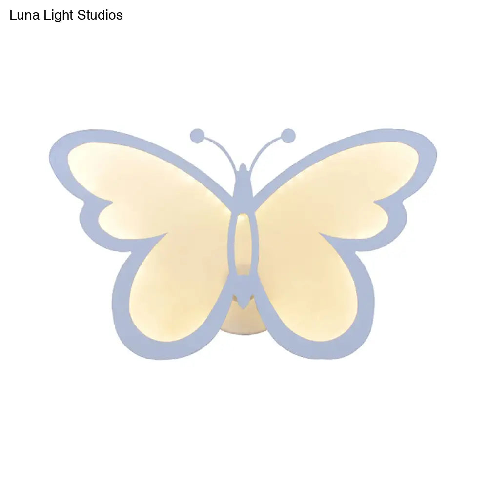 Contemporary Led Butterfly Wall Mounted Night Lamp - Modern 1/3 Lights Sconce White Acrylic