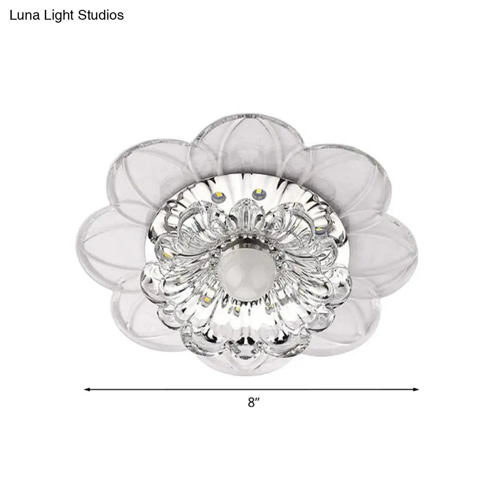 Contemporary Led Flower Flushmount Ceiling Light W/ Clear Crystals - Warm White & Multi Color