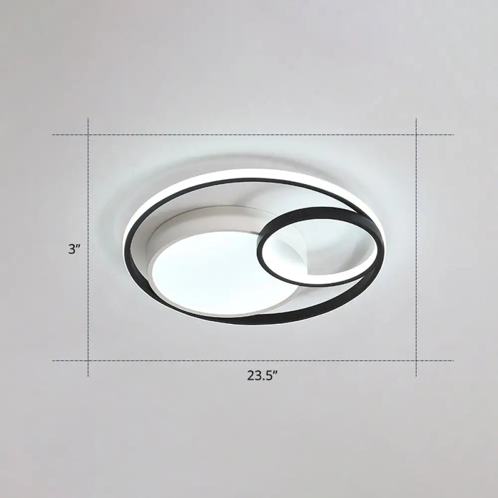 Contemporary Led Flush Mount Ceiling Lamp - Circular Acrylic Bedroom Light Fixture Black-White /