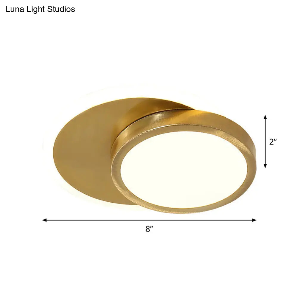 Contemporary Led Gold Flush Mount Lamp For Corridor - Close - To - Ceiling Acrylic Lighting
