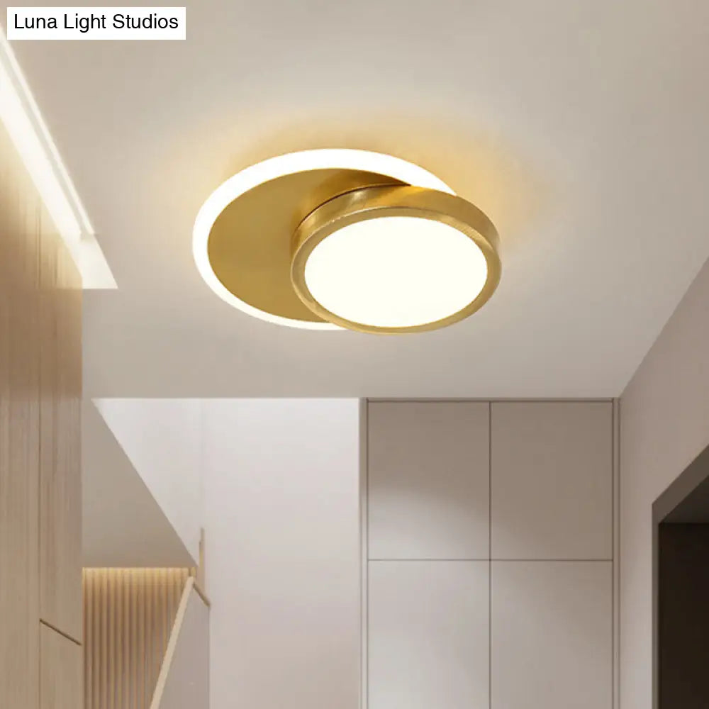 Contemporary Led Gold Flush Mount Lamp For Corridor - Close - To - Ceiling Acrylic Lighting