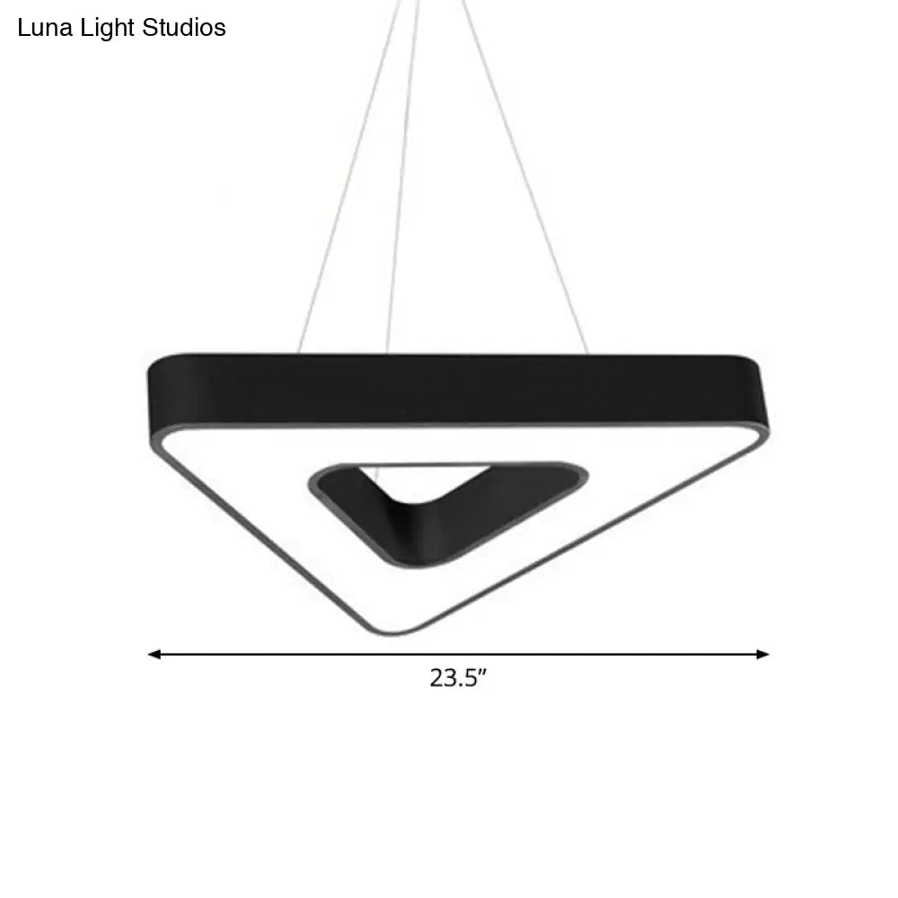 Contemporary Led Gym Chandelier - Modern Triangular Acrylic Suspension Light (Black)