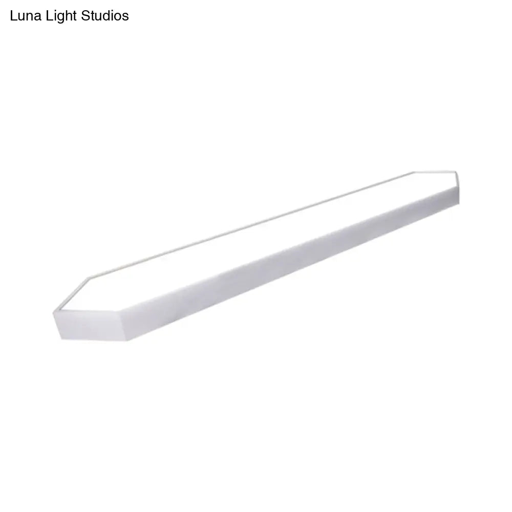 Contemporary Led Metal Strip Flush Mount Lighting - White/Black/Silver 4’/8’ Wide 3 Light Options