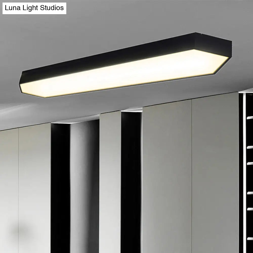 Contemporary Led Metal Strip Flush Mount Lighting - White/Black/Silver 4’/8’ Wide 3 Light Options