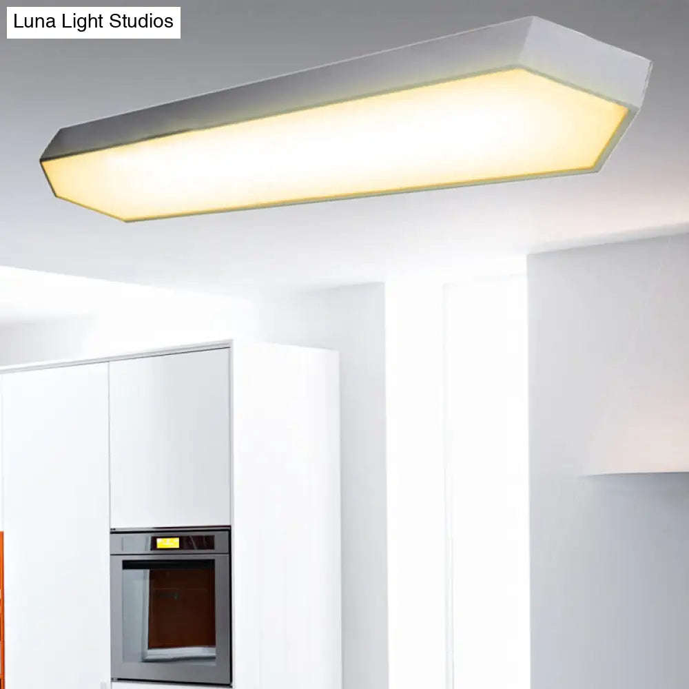 Contemporary Led Metal Strip Flush Mount Lighting - White/Black/Silver 4’/8’ Wide 3 Light Options