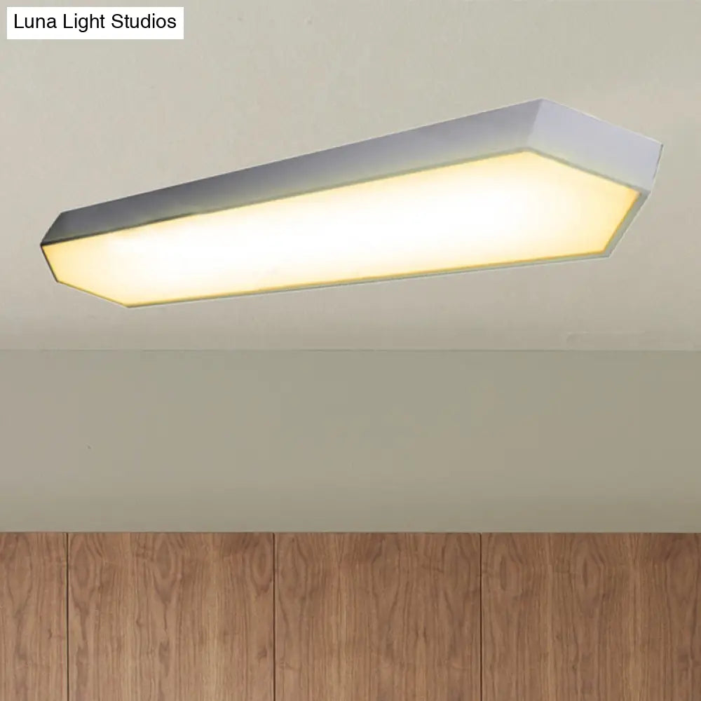 Contemporary Led Metal Strip Flush Mount Lighting - White/Black/Silver 4/8 Wide 3 Light Options