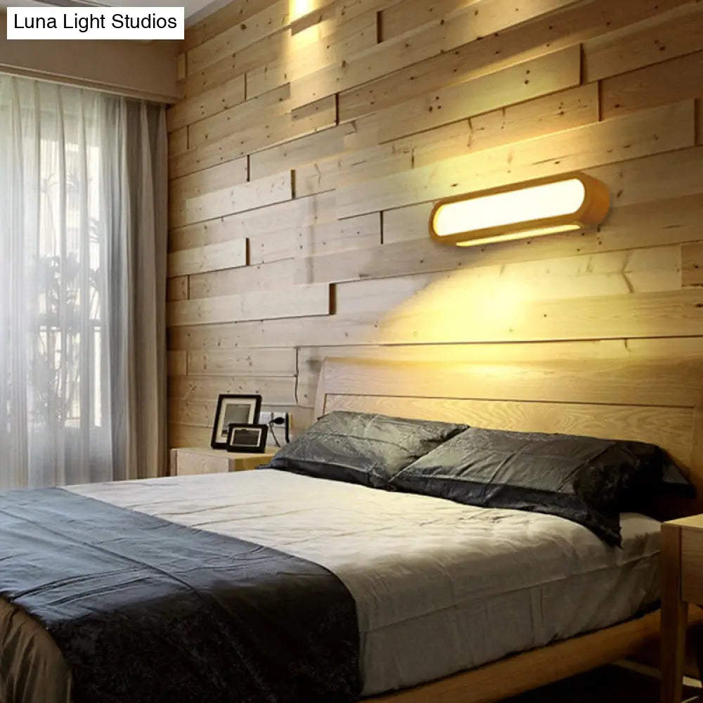 Contemporary Led Sconce Vanity Light For Bedroom - Oval Elongated Acrylic Fixture