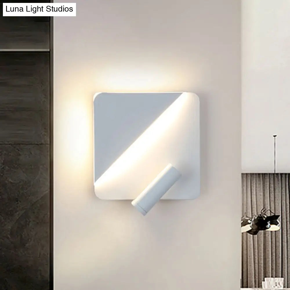 Contemporary Led Wall Lamp For Bedroom And Study With Black/White Metal Spotlight