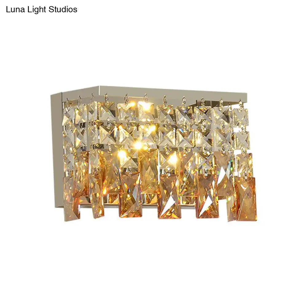 Contemporary Led Wall Lamp With Amber Crystal Shade - Perfect For Corridors