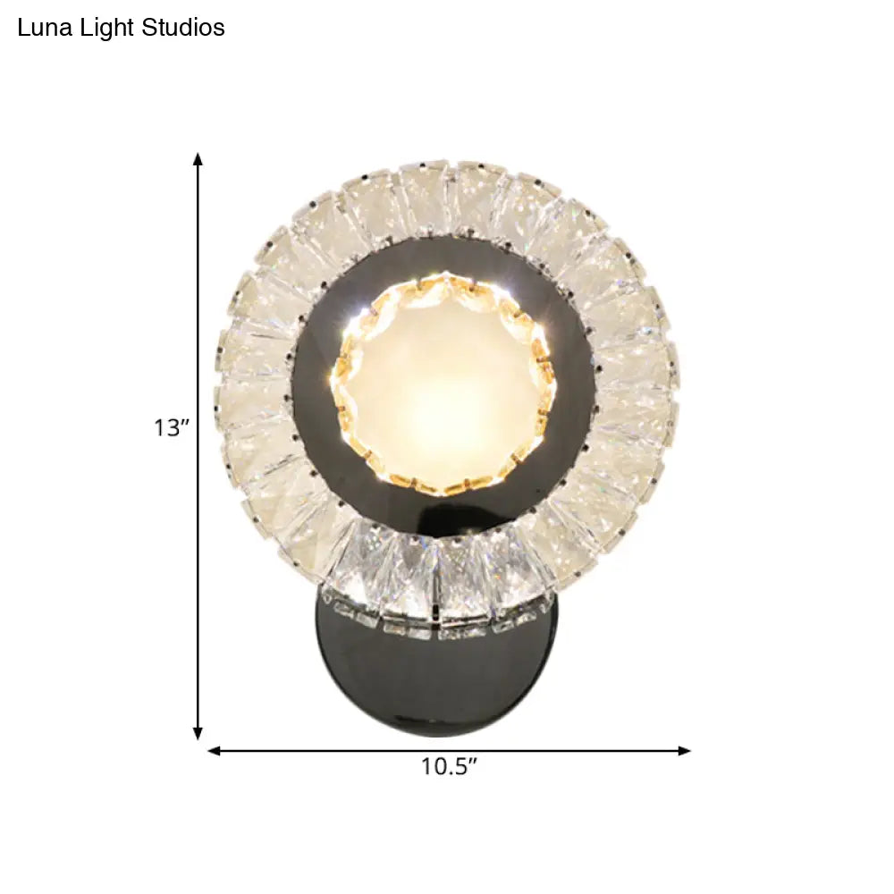 Contemporary Led Wall Mount Lamp With Clear Rectangular-Cut Crystals For Sleeping Room