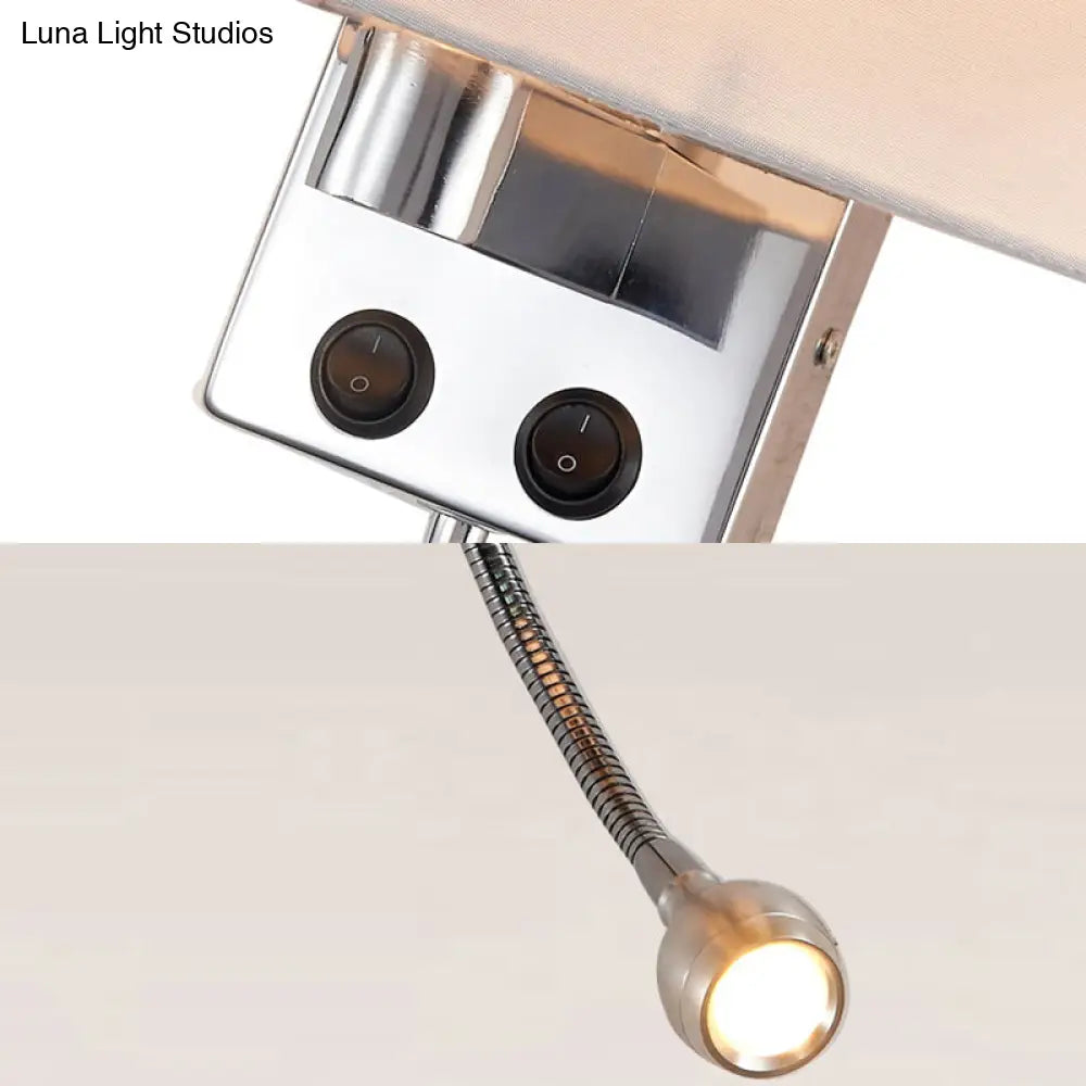 Contemporary Led Wall Sconce With Fabric Shade - Chrome/Champagne Oval Mount Light