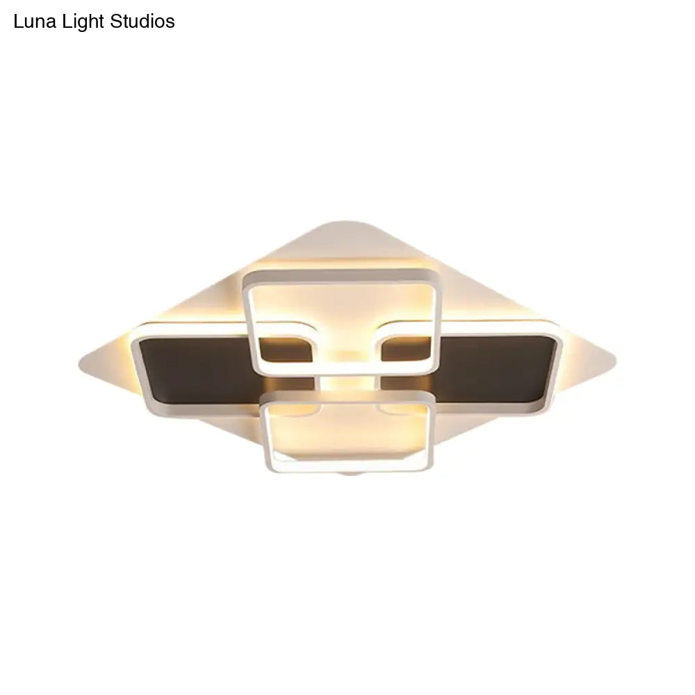 Contemporary Metal Led Multi Square Flush Mount Light In Black/White Warm/White Sizes: