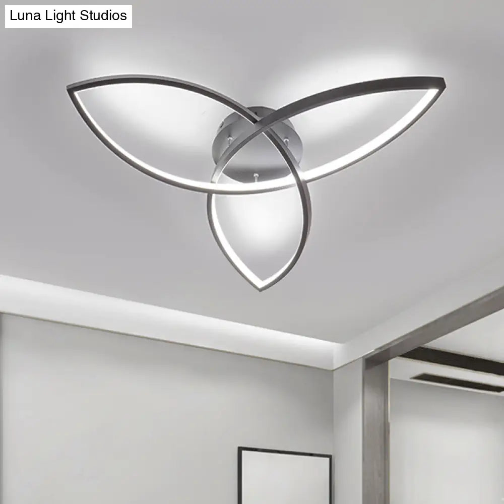 Contemporary Metallic Petal Flush Lamp - 23’/29’ W Led Close To Ceiling Light In Black/White