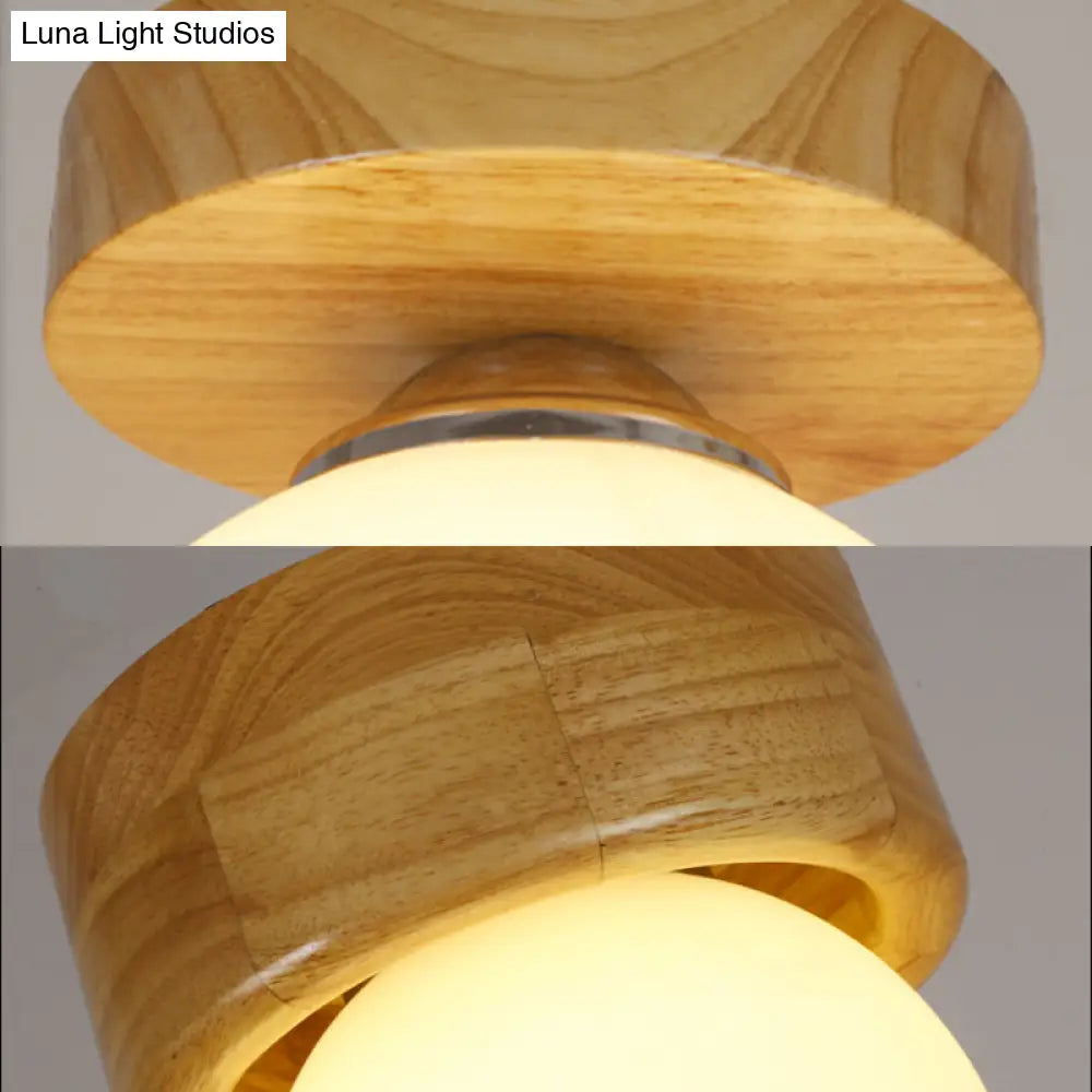 Contemporary Milk Glass Flushmount Light For Hallway - 1 White Ceiling Lamp