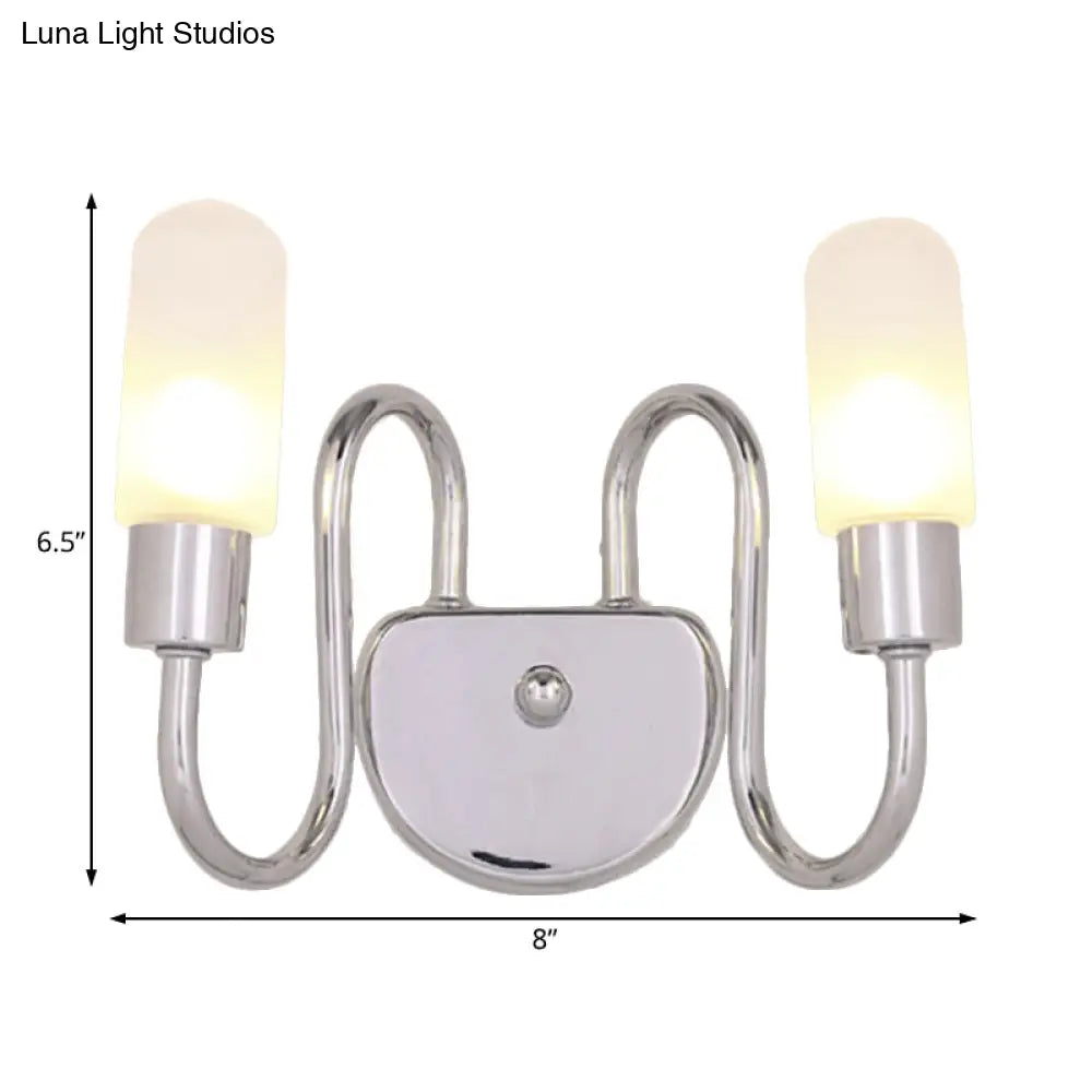 Contemporary Milk Glass Pill Sconce With Chrome Led Flush Mount - 2/3 Lights