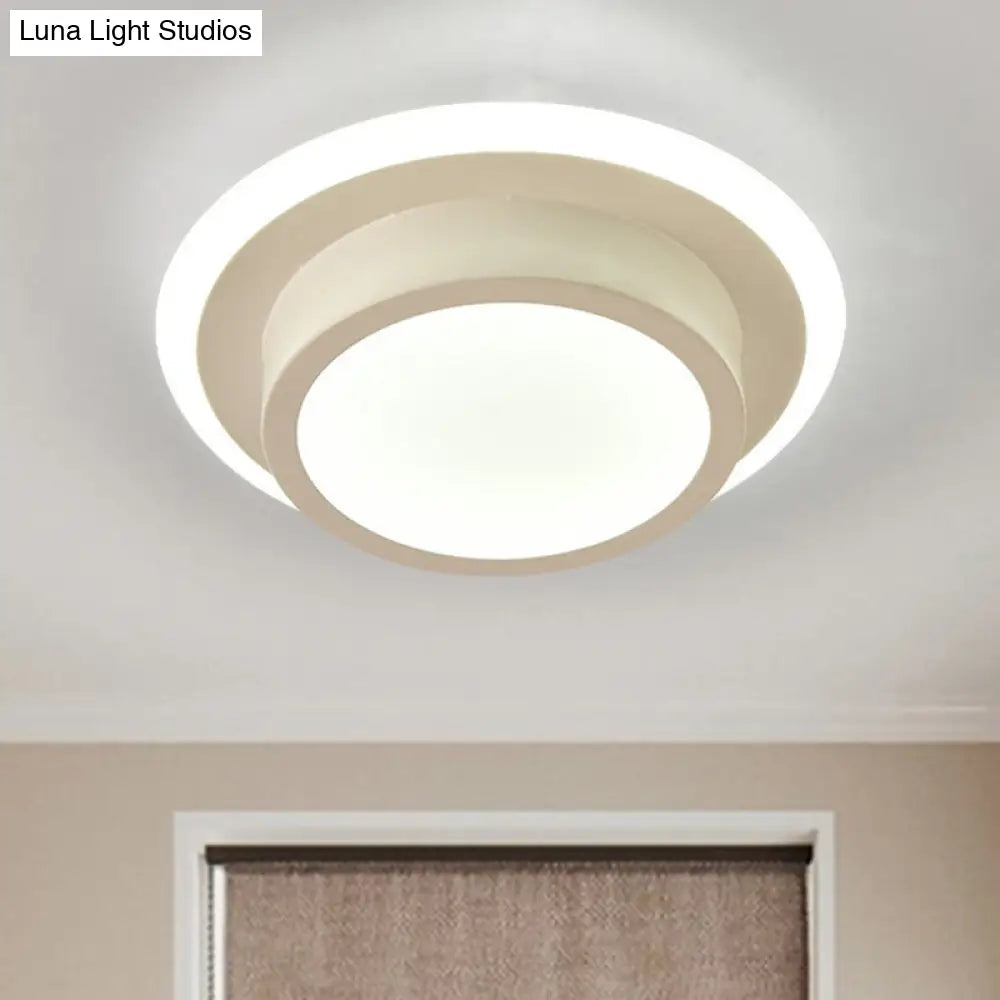 Contemporary Mini Round/Square Flush Mount Ceiling Light In Black/White With Metal Finish - Led