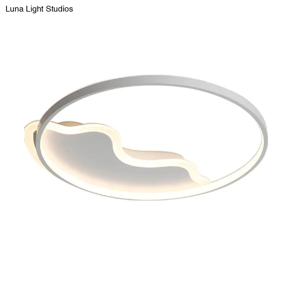 Contemporary Ring Flush Mount Led Lamp For Bedroom 18’/21.5’ - White/Pink/Blue With Warm/White Light